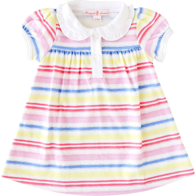 Rainbow Stripe Collared Dress