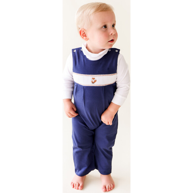 Navy Fox Smocked Romper