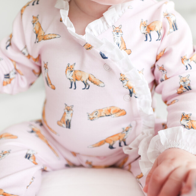 Pink Fox Ruffle Footie - Footie Pajamas - 5
