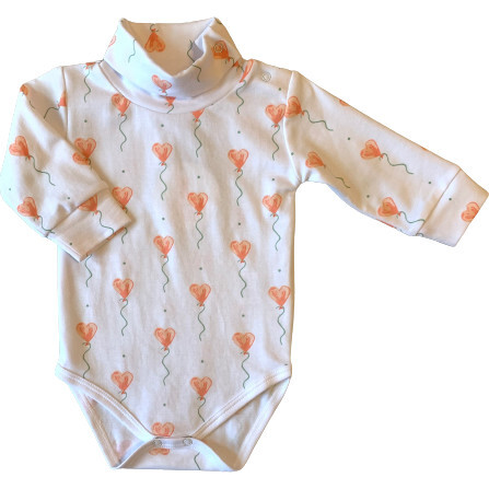 White Heart Balloon Turtleneck Onesie