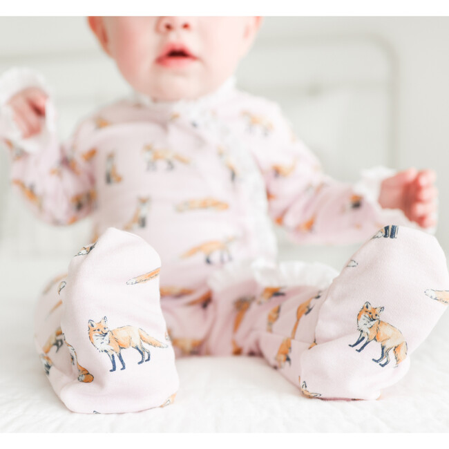Pink Fox Ruffle Footie - Footie Pajamas - 6