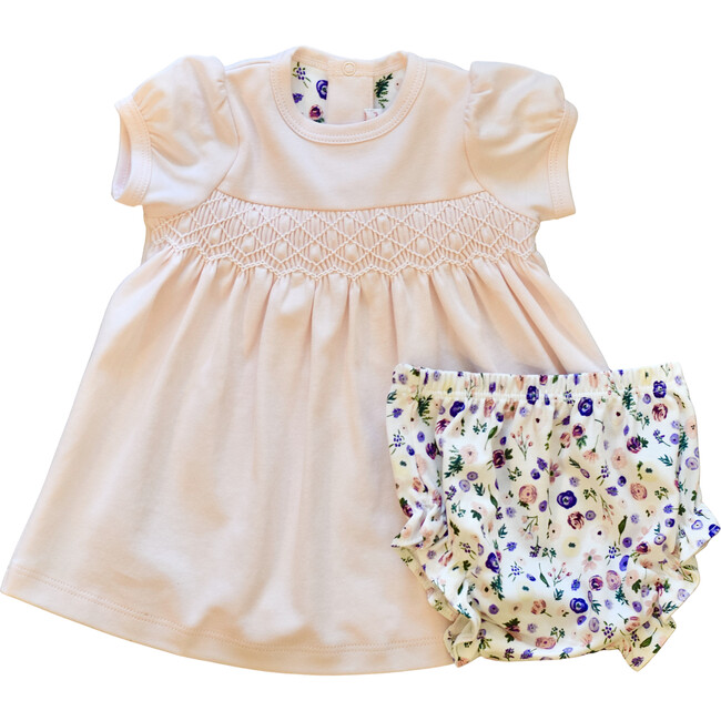 Clementine Peach Floral Smocked Dress