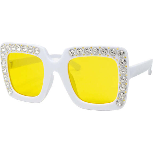 Kid's Square Crystal Sunglasses, White