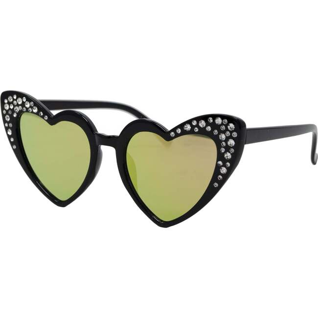 Kid's Crystal Heart Sunglasses, Black