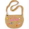 Girls Wicker Crossbody Message Charm Tote, Hot Pink "Love" - Bags - 1 - thumbnail