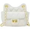 Girls Tiny Quilted Treasure Purse, White - Bags - 1 - thumbnail