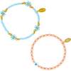 Girl's Tiny Daisies Stretchy Bead Bracelet Set, Blue - Bracelets - 1 - thumbnail
