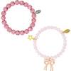 Girl's Sparkle Bow Bracelets Set, Pink - Bracelets - 1 - thumbnail