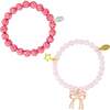 Girl's Sparkle Bow Bracelets Set, Hot Pink - Bracelets - 1 - thumbnail