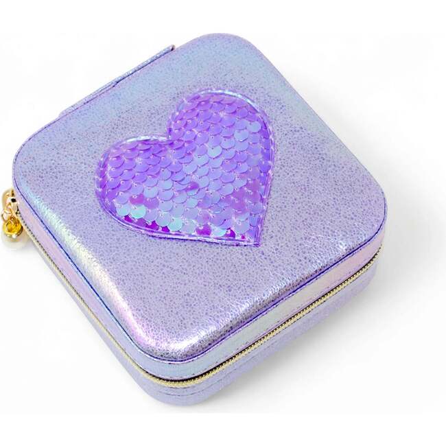 Girl's Sparking Sequin Heart Jewelry Box, Purple
