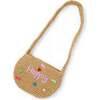 Girls Wicker Crossbody Message Charm Tote, Purple "Smile" - Bags - 2