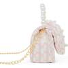 Girls Tweed Jumbo Pearl Bow Handbag, Pink - Bags - 2