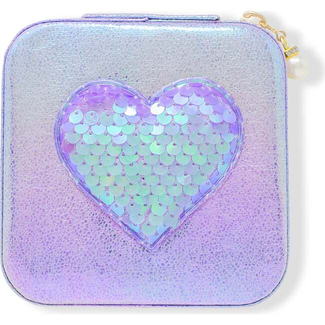 Girl's Sparking Sequin Heart Jewelry Box, Purple