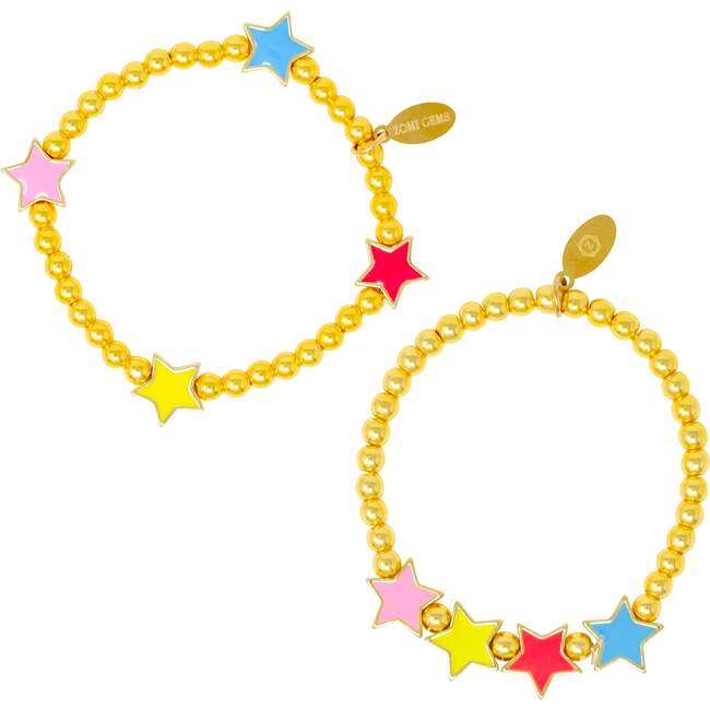 Girl's Rainbow Stars Stretchy Bead Bracelets