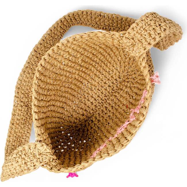 Girls Wicker Crossbody Message Charm Tote, Pink "Smile" - Bags - 3