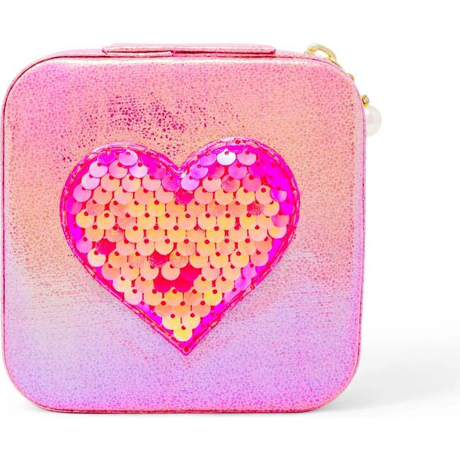 Girl's Sparking Sequin Heart Jewelry Box, Hot Pink