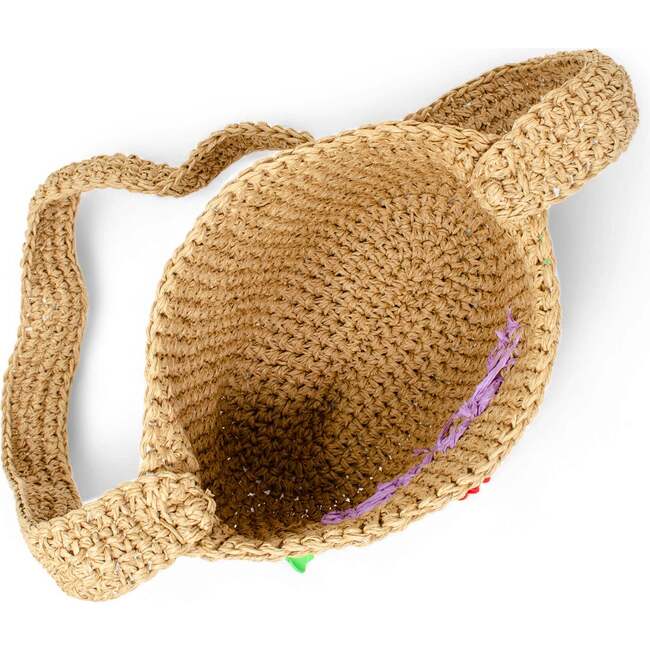 Girls Wicker Crossbody Message Charm Tote, Purple "Smile" - Bags - 3