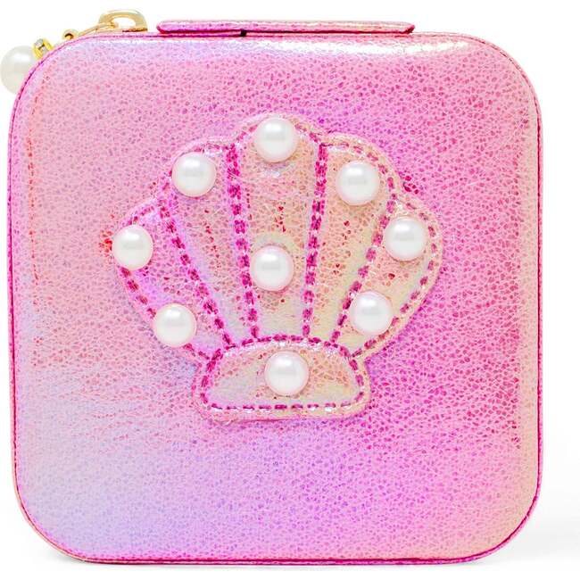 Girl's Mermaid Seashell Pearl Jewelry Box, Hot Pink