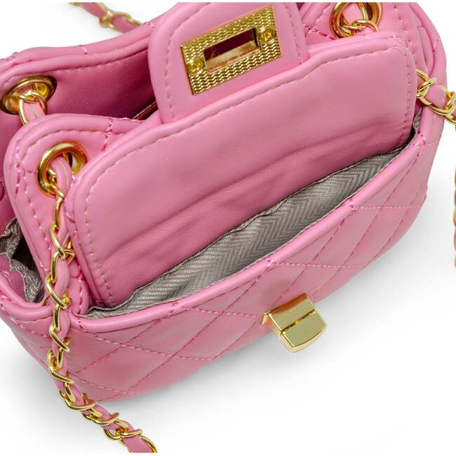 Girls Tiny Quilted Treasure Purse, Pink - Bags - 6