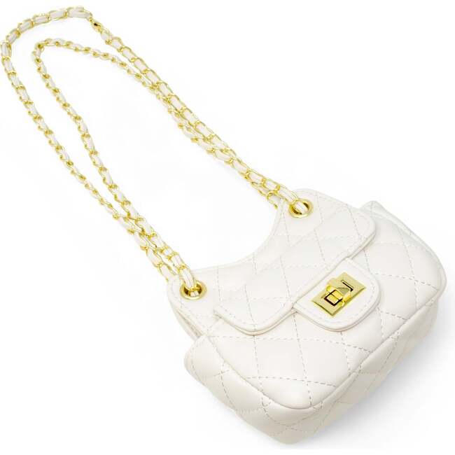 Girls Tiny Quilted Treasure Purse, White - Bags - 4