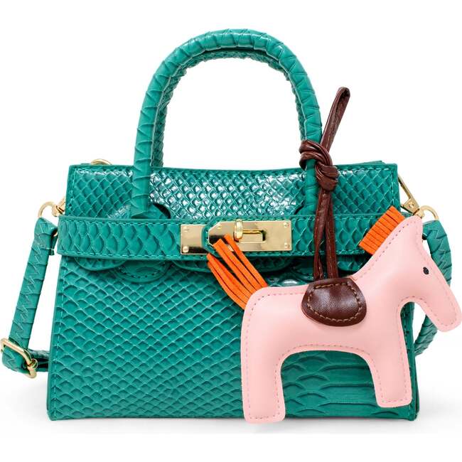 Girl's Crocodile Pony Handbag, Green