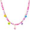 Girl's Colorful Disk Necklace & Charm Duo,  Happy Faces - Necklaces - 1 - thumbnail
