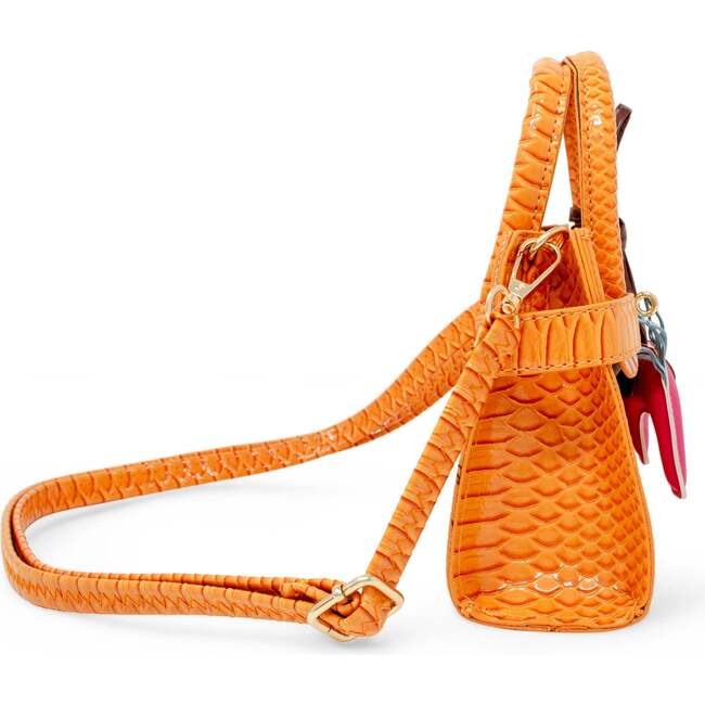 Girl's Crocodile Pony Handbag, Orange