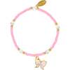 Girl's Butterfly Bead Dainty Bracelet Set, Pink/Yellow - Bracelets - 2