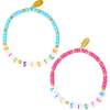 Girl's Big Sis/Lil Sis Stretchy Bead Bracelet Set, Pink/Teal - Bracelets - 1 - thumbnail