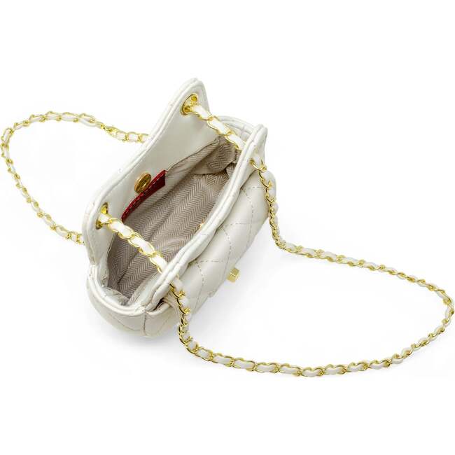 Girls Tiny Quilted Treasure Purse, White - Bags - 5