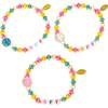 Girl's BFF Smile Stretchy Bracelet Set, Blue, White & Pink - Bracelets - 1 - thumbnail