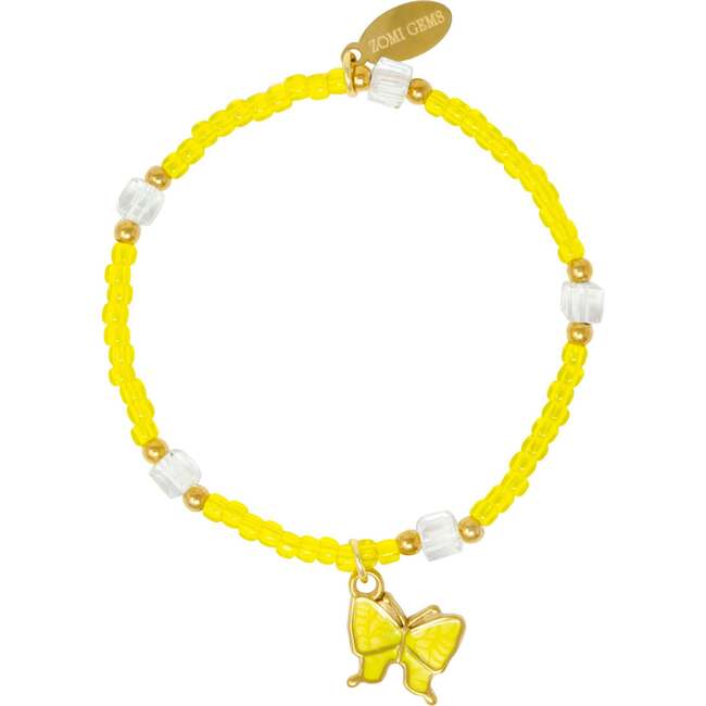 Girl's Butterfly Bead Dainty Bracelet Set, Pink/Yellow - Bracelets - 3