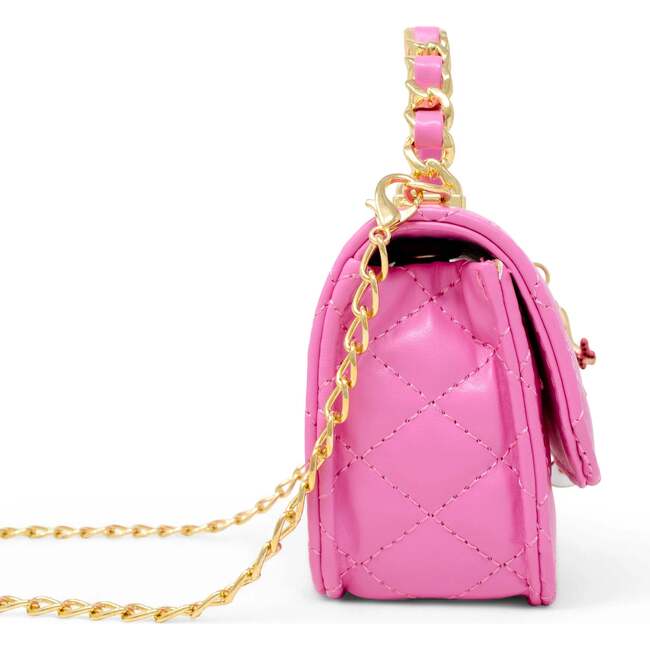 Girl's Classic Link Chain Top Handle Handbag, Hot Pink