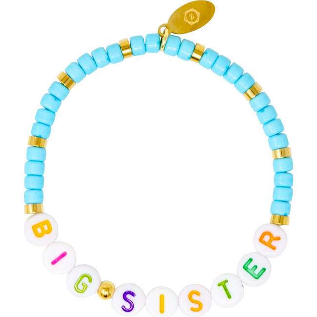 Girl's Big Sis/Lil Sis Stretchy Bead Bracelet Set, Pink/Teal
