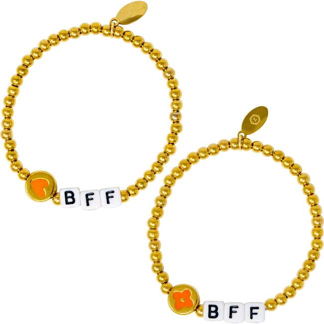 Girl's BFF Heart / Clover Bead Bracelet Set