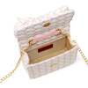 Girls Tweed Jumbo Pearl Bow Handbag, Pink - Bags - 5