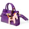 Girl's Crocodile Pony Handbag, Purple - Bags - 3