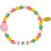 Girl's BFF Smile Stretchy Bracelet Set, Blue, White & Pink - Bracelets - 2