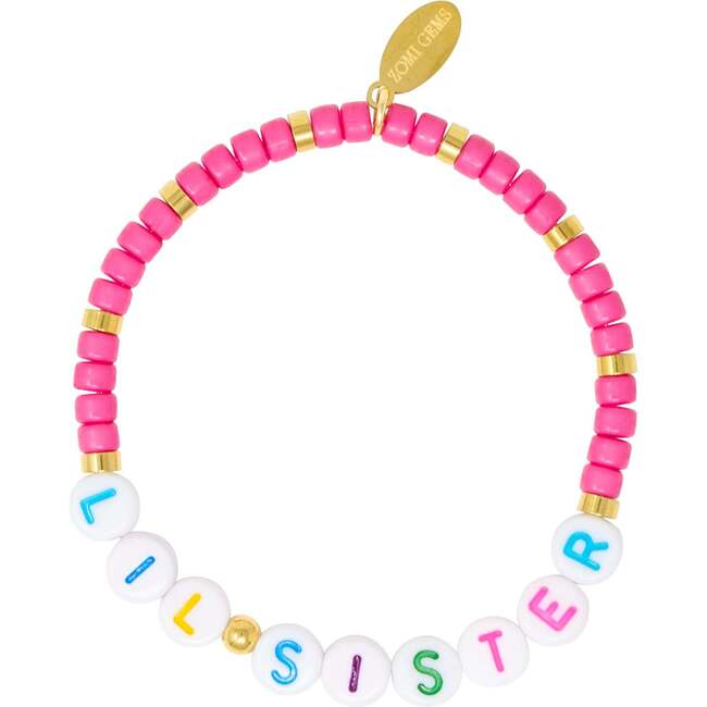 Girl's Big Sis/Lil Sis Stretchy Bead Bracelet Set, Pink - Bracelets - 3