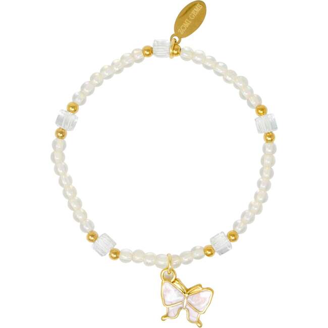 Girl's Butterfly Bead Dainty Bracelet Set, Purple/White - Bracelets - 3