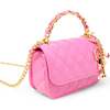 Girl's Classic Link Chain Top Handle Handbag, Hot Pink - Bags - 3