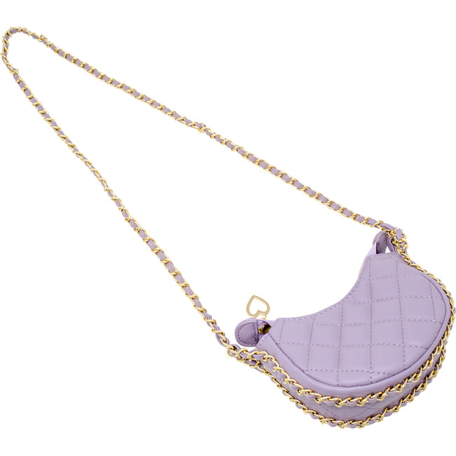 Tiny Quilted Chain Wrapped Hobo Bag, Purple