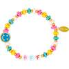 Girl's BFF Smile Stretchy Bracelet Set, Blue, Orange & Pink - Bracelets - 4