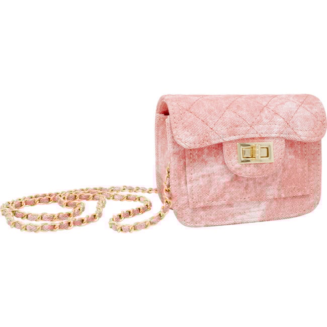 Tie-Dye Quilted Denim Handbag, Pink - Bags - 3