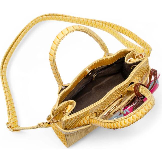 Girl's Crocodile Pony Handbag, Yellow - Bags - 5