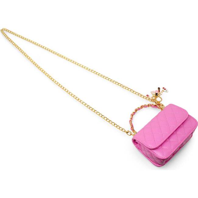 Girl's Classic Link Chain Top Handle Handbag, Hot Pink - Bags - 4