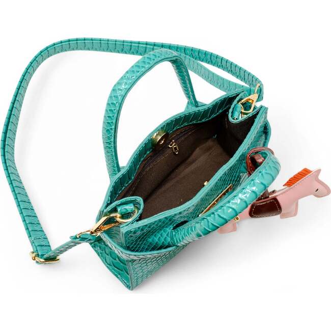 Girl's Crocodile Pony Handbag, Green - Bags - 5
