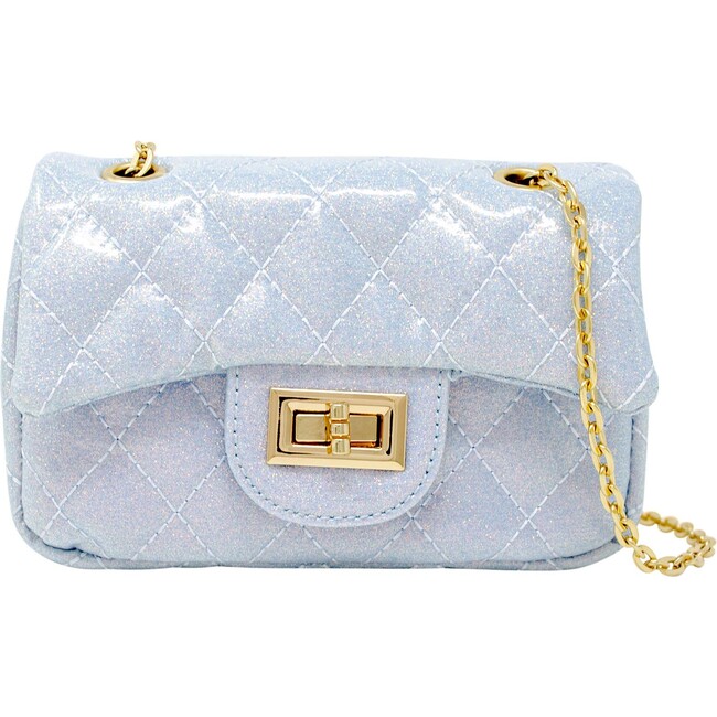Classic Quilted Sparkle Mini Purse, Blue
