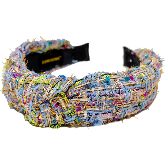 Tweed Knotted Hairband, Blue
