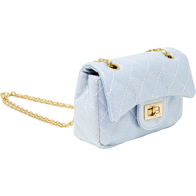 Classic Quilted Sparkle Mini Purse, Blue - Bags - 3